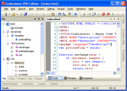 Codelobster PHP Edition (Free PHP IDE)